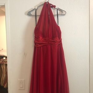 Red Halter Flare Dress